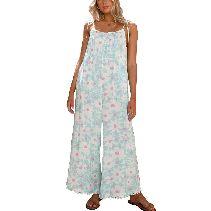 Damen Maxikleid mit floralem Muster und verstellbaren Trägern Shopnory