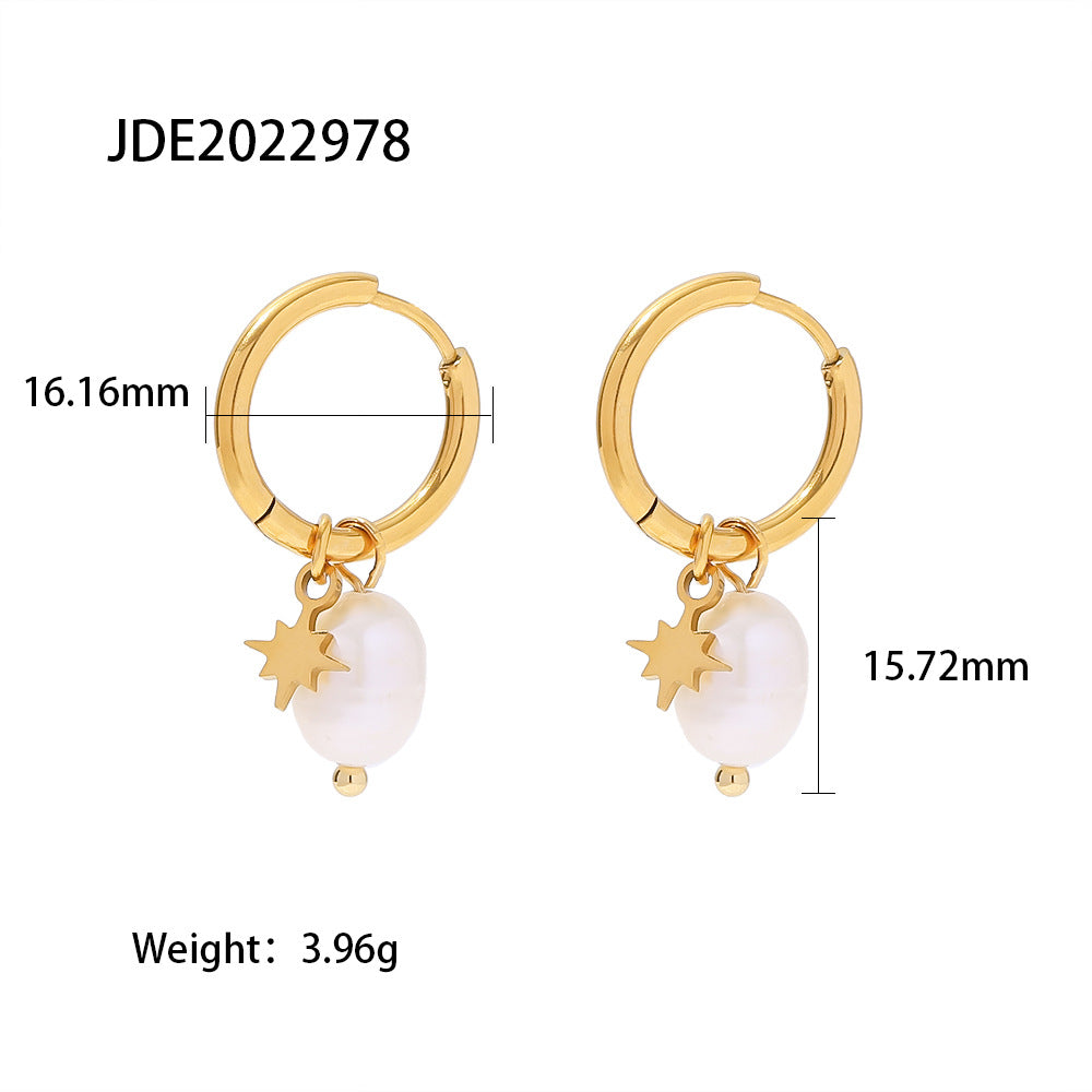 Damen Ohrhänger mit eleganten Perlen und funkelnden Sternanhängern Shop Nory
