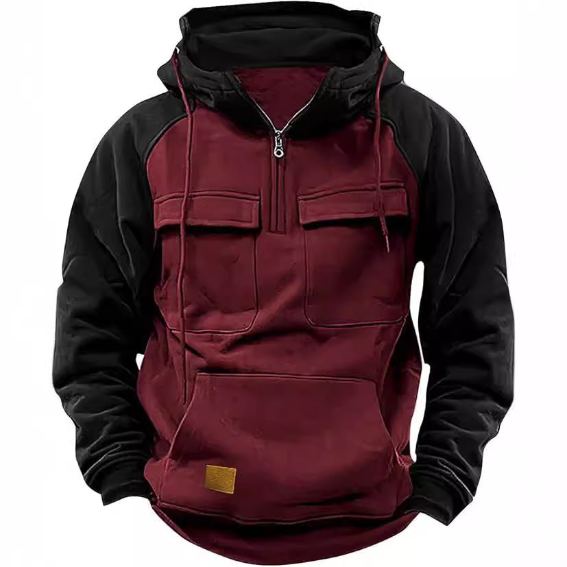 Herren Sportlicher Baumwoll-Hoodie mit Kapuze und praktischen Taschen