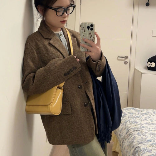 Damen Oversize-Tweedblazer mit Fischgrätstruktur Shop Nory