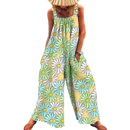 Damen lässiger Jumpsuit mit floralem Muster und weitem Schnitt