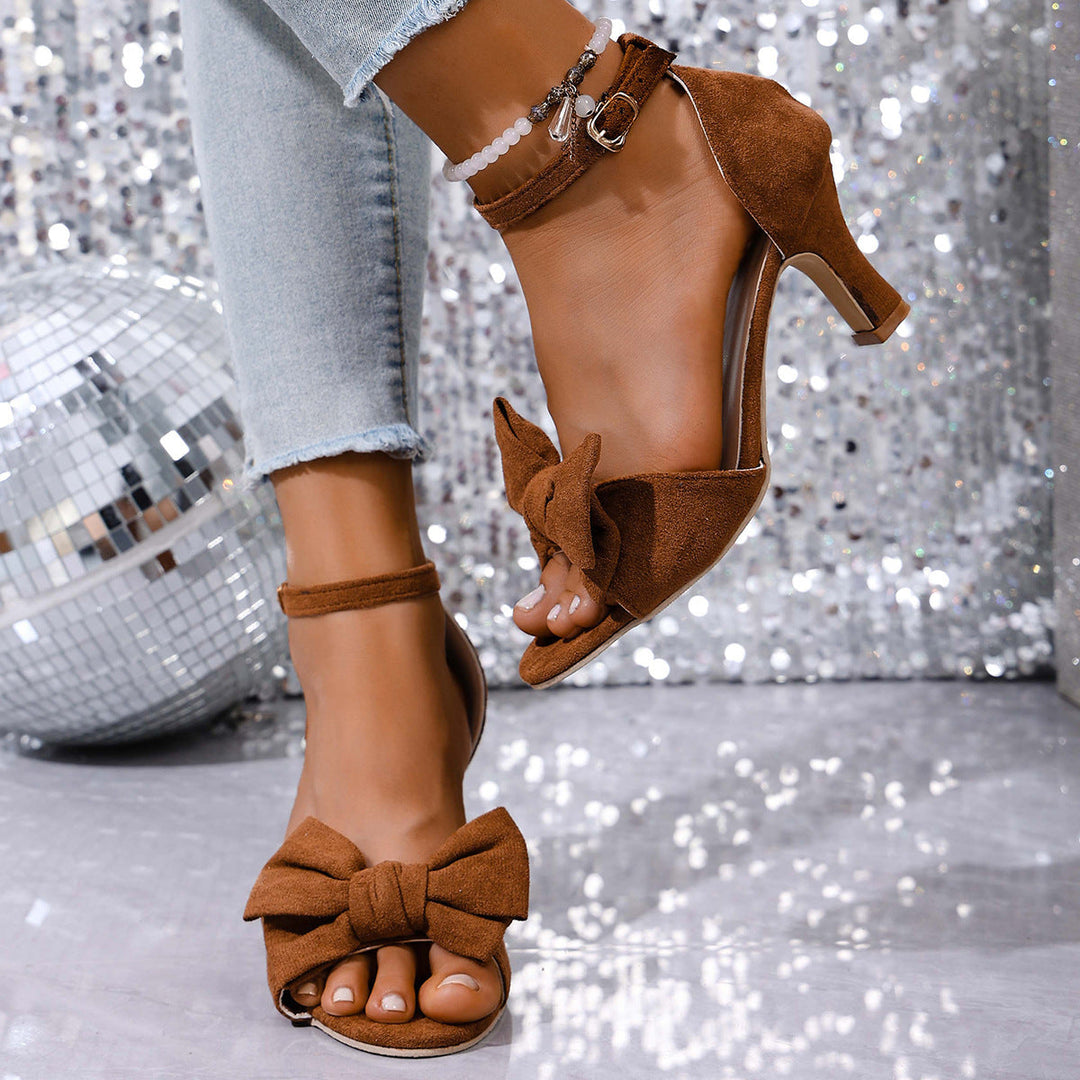 Damen elegante High Heel Sandalen mit modischer Schleifen-Applikation