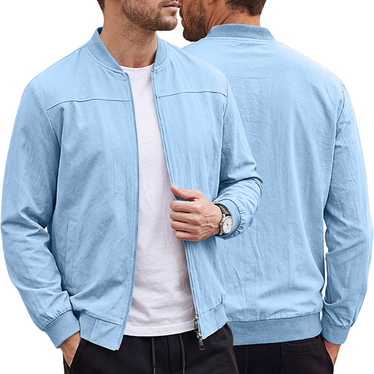 Herren leichte Bomberjacke mit geripptem Bund und durchgehendem Reißverschluss Shop Nory