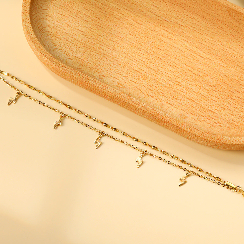 Damen zartes Armband mit erstellt Charm-Anhängern aus Edelstahl und goldplattierter Oberfläche Shop Nory