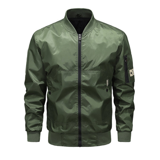 Herren Leichte Nylon-Bomberjacke mit Ärmeltasche, Stehkragen und Rippbündchen Shop Nory