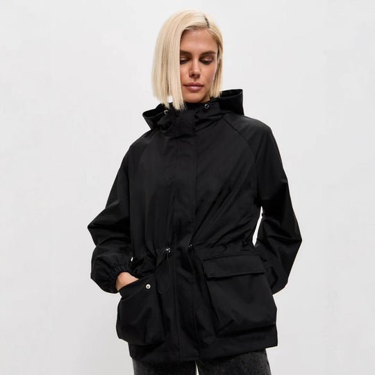 Damen lässige wasserdichte Jacke mit verstellbarem Bund