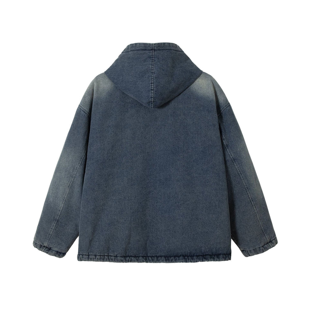 Herren Washed-Denim Kapuzenjacke im Oversize-Look mit kariert gefütterter Kapuze Shop Nory