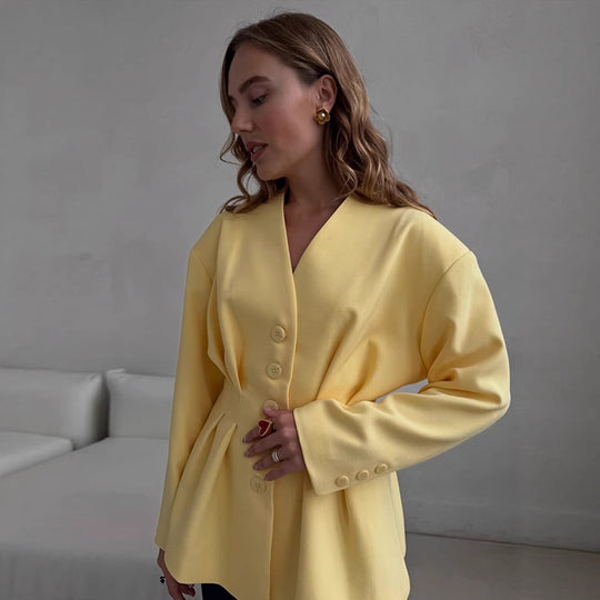 Damen Taillierter Blazer mit Kellerfalten und schwingendem Peplum Shop Nory