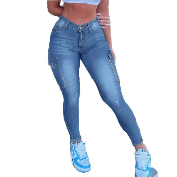 Damen Hochtaillierte Sculpting-Skinny-Jeans mit Cargo-Taschen und Superstretch Shop Nory