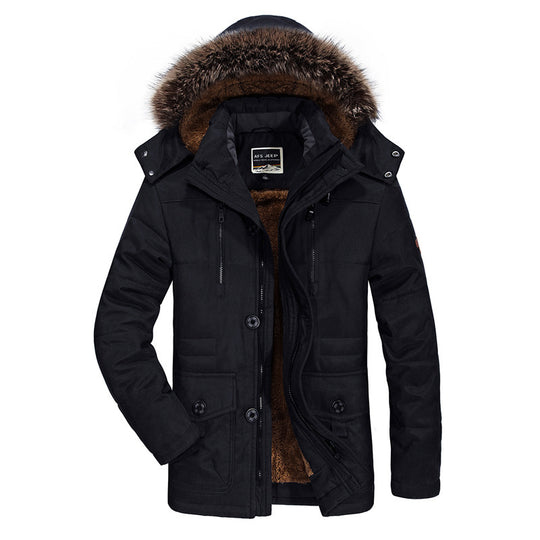 Herren hochwertiger Winterparka im Canvas‑Style mit abnehmbarem Kunstfellkragen und Thermofutter Shop Nory