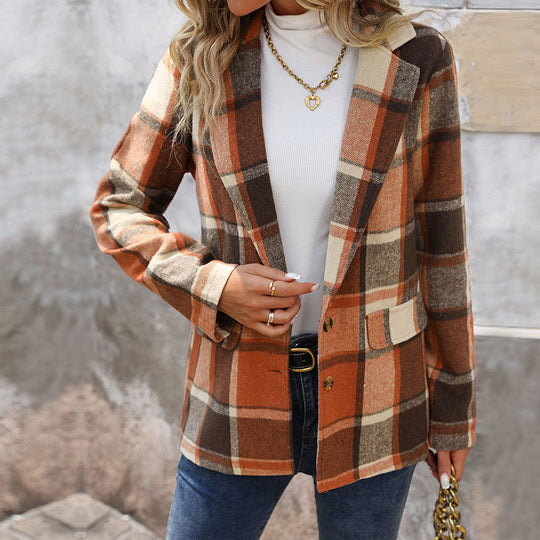 Damen Plaid Blazer Shop Nory