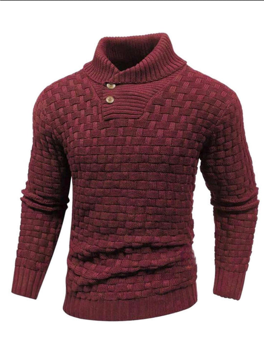 Herren nan strukturierter Strickpullover mit hochschließendem Stehkragen und Zierknopfleiste Shop Nory