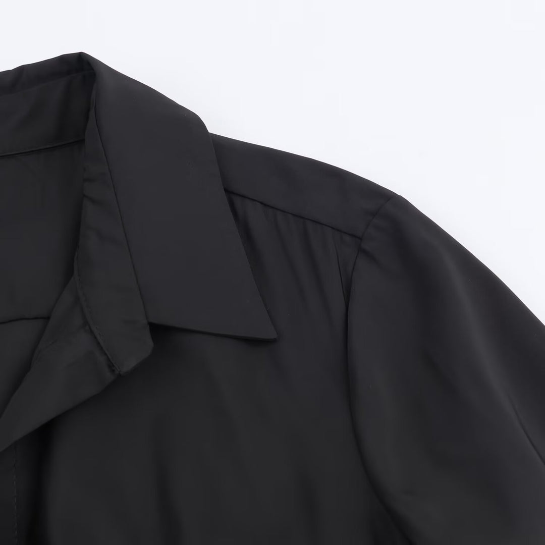 Damen Maxikleid im Hemdblusenstil mit Bindegürtel und schwingendem A‑Linienrock Shop Nory