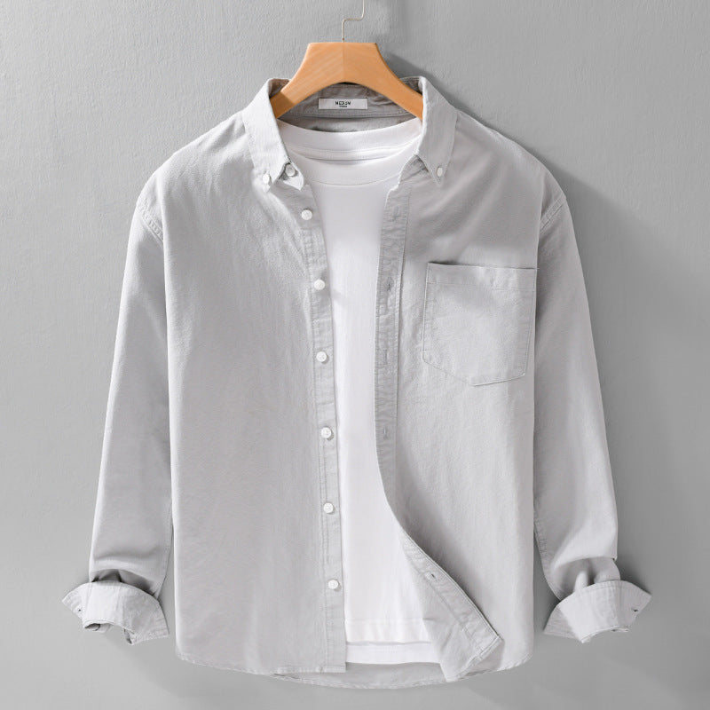 Herren Soft-Touch Layering-Hemd aus Baumwoll-Oxford mit Innenshirt, Kentkragen und Brusttasche Shop Nory