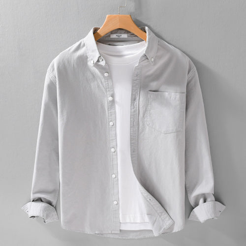 Herren Soft-Touch Layering-Hemd aus Baumwoll-Oxford mit Innenshirt, Kentkragen und Brusttasche Shop Nory