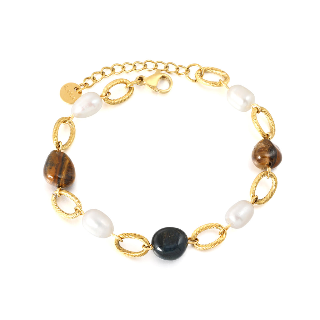 Damen Armband mit natürlichen Steinen und elegantem Kettendesign Shop Nory
