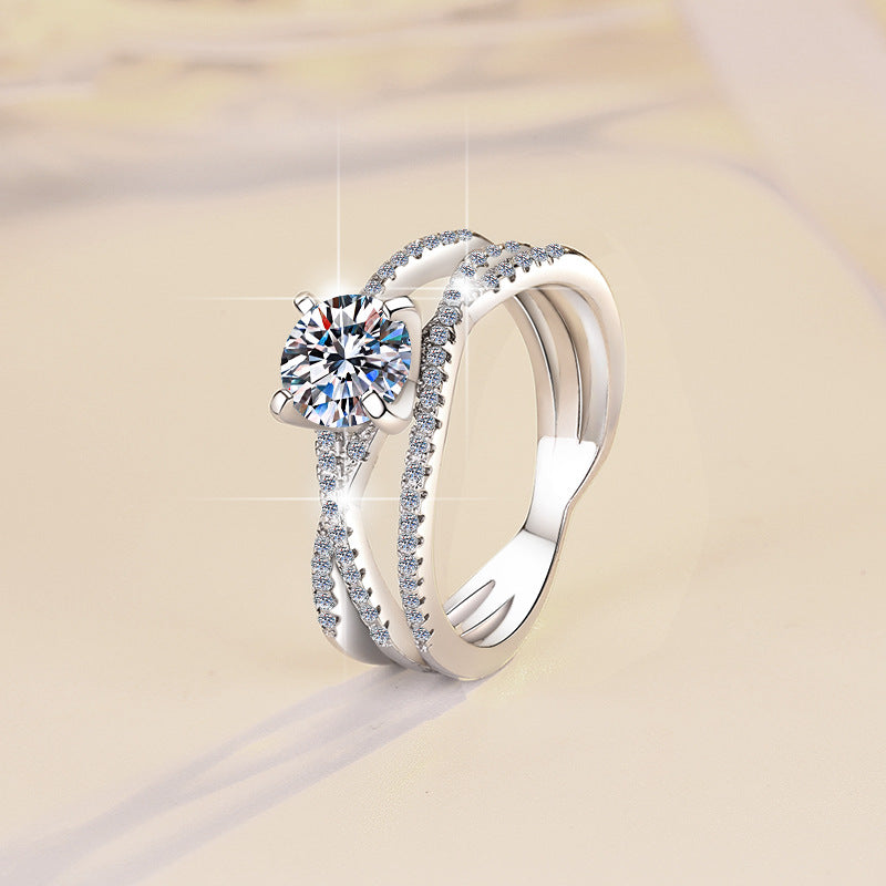 Damen Verlobungsring mit strahlendem Kristall und modernem Design Shop Nory