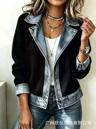 Damen Modischer Denim-Mix Blazer Shop Nory