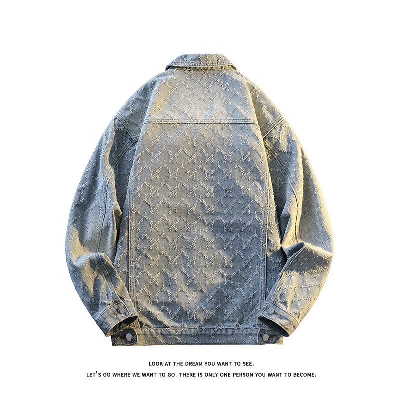 Herren Oversize-Jeansjacke mit gestepptem Allover‑Muster und Brusttaschen Shop Nory