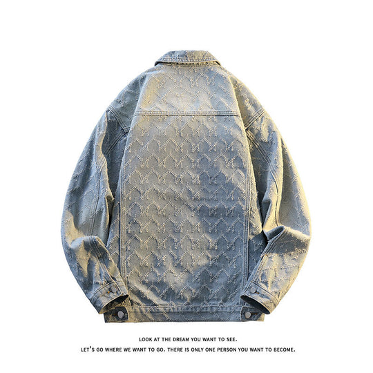 Herren Oversize-Jeansjacke mit gestepptem Allover‑Muster und Brusttaschen Shop Nory