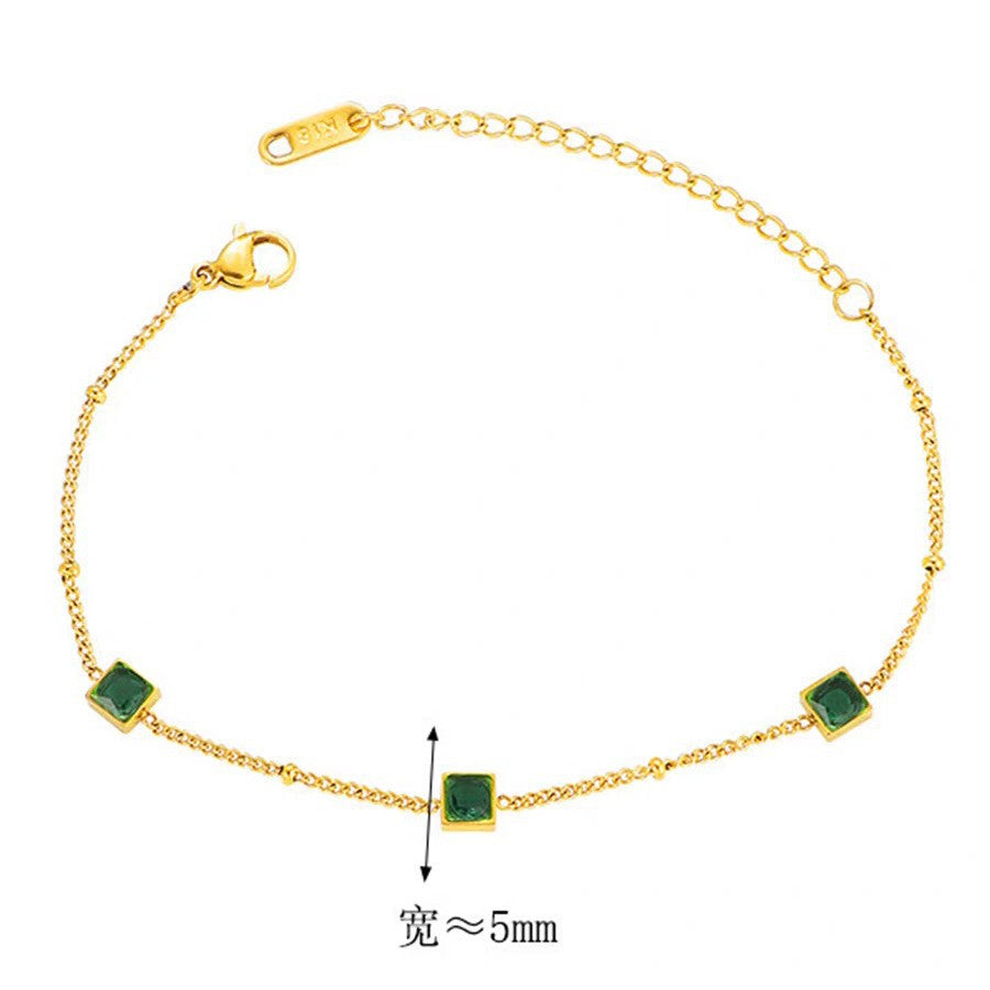 Damen Goldplattierte Geometrische Edelstein Link Armbanduhr Shop Nory