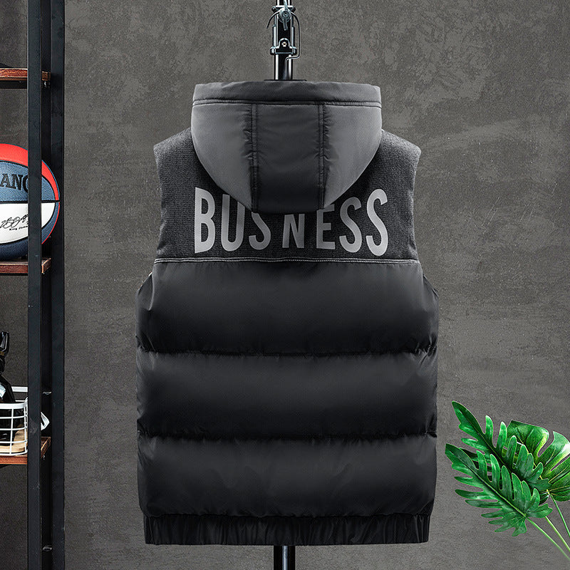 Herren Wattierte Kapuzen-Steppweste mit Frontklappentaschen und elastischem Saum Shop Nory