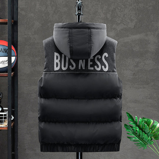 Herren Wattierte Kapuzen-Steppweste mit Frontklappentaschen und elastischem Saum Shop Nory