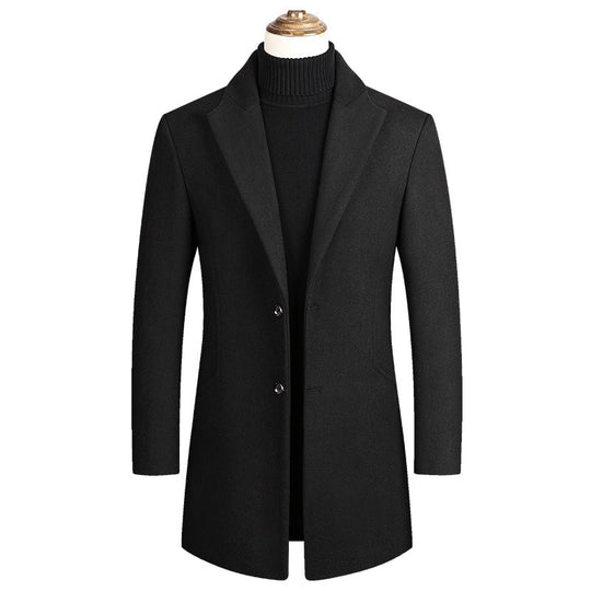 Herren Taillierter Wollmix-Mantel mit Notch-Revers und Zweiknopfverschluss Shop Nory