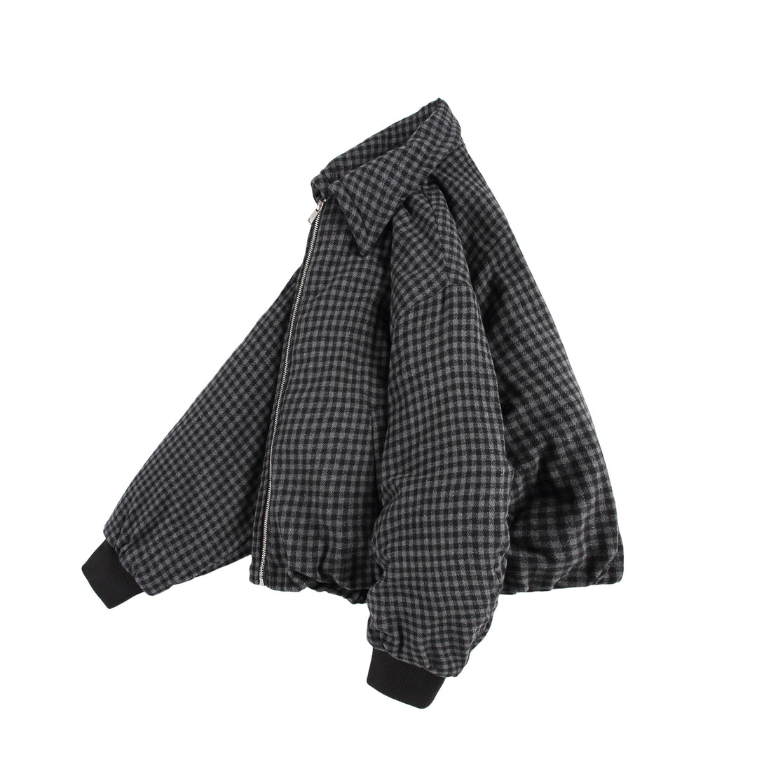 Unisex Boxy-Karos-Steppblouson mit Reißverschluss und elastischem Saum Shop Nory