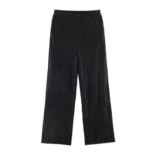 Damen Hochelastische Spitzenhose mit weitem Bein und hoher Taille Shop Nory