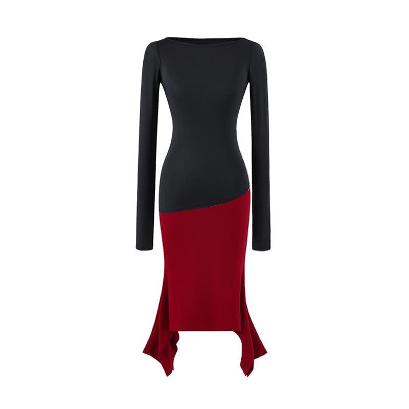 Damen Figurbetontes Midikleid mit asymmetrischem Zipfelsaum und Paneel-Design Shop Nory