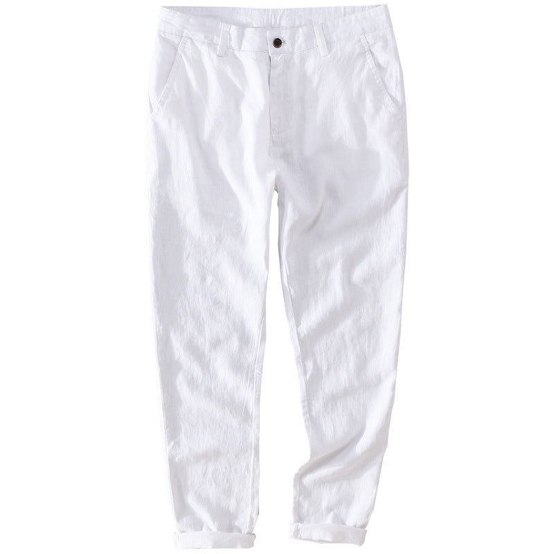 Herren Leichte Leinenchino mit schlanker Passform und gekrempeltem Saum Shop Nory