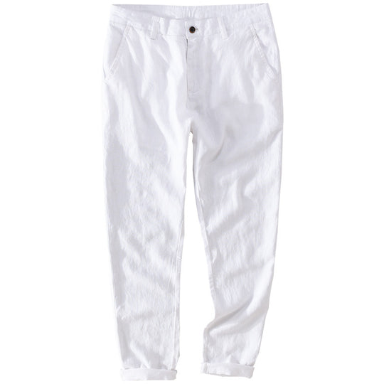 Herren Leichte Leinenchino mit schlanker Passform und gekrempeltem Saum Shop Nory