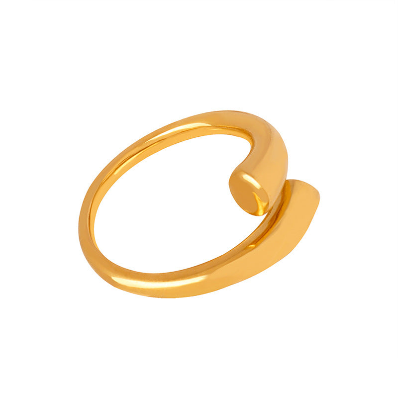 Damen Offener Ring aus hochwertigem Edelstahl mit modernem Wellenmuster Shop Nory