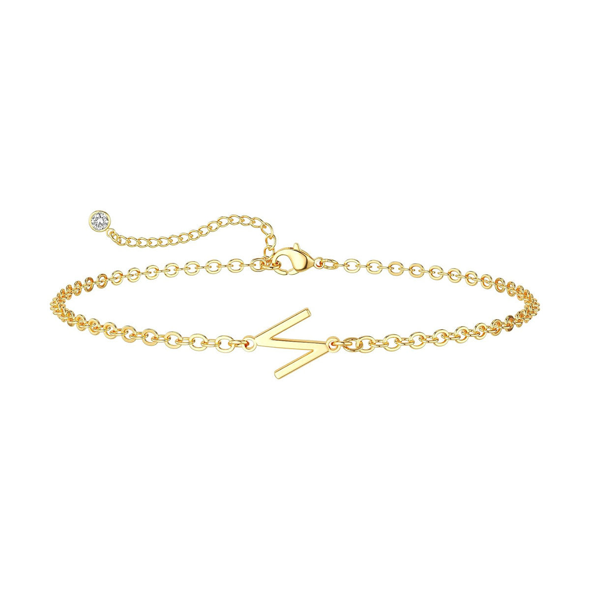 Damen Fußkettchen mit personalisiertem Anfangsbuchstaben und funkelndem Zirkonia-Detail Shop Nory