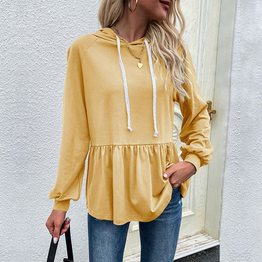 Damen Kapuzenpullover mit schicker Rüsche Shopnory