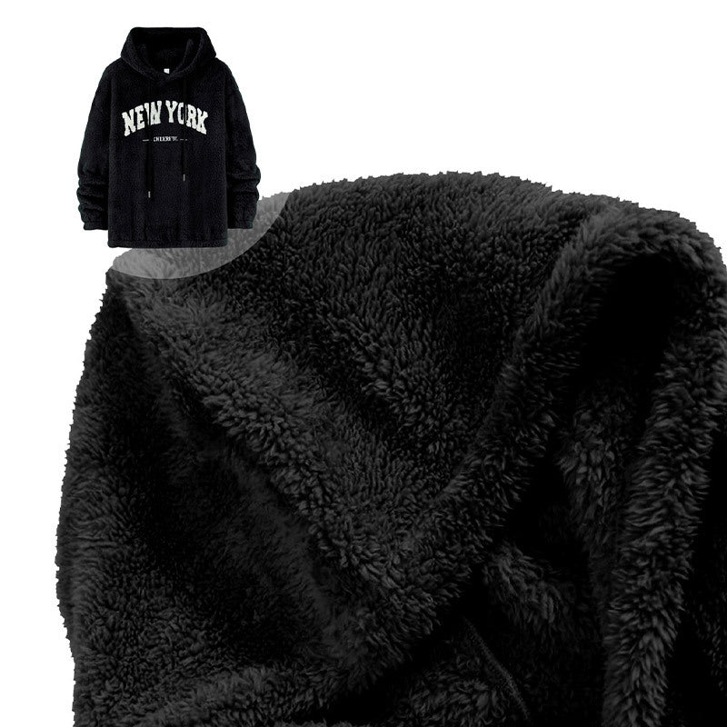 Unisex Kuscheliger Teddy-Fleece-Hoodie mit Chenille-Schriftzug Shop Nory