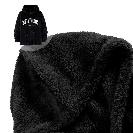 Unisex Kuscheliger Teddy-Fleece-Hoodie mit Chenille-Schriftzug Shop Nory