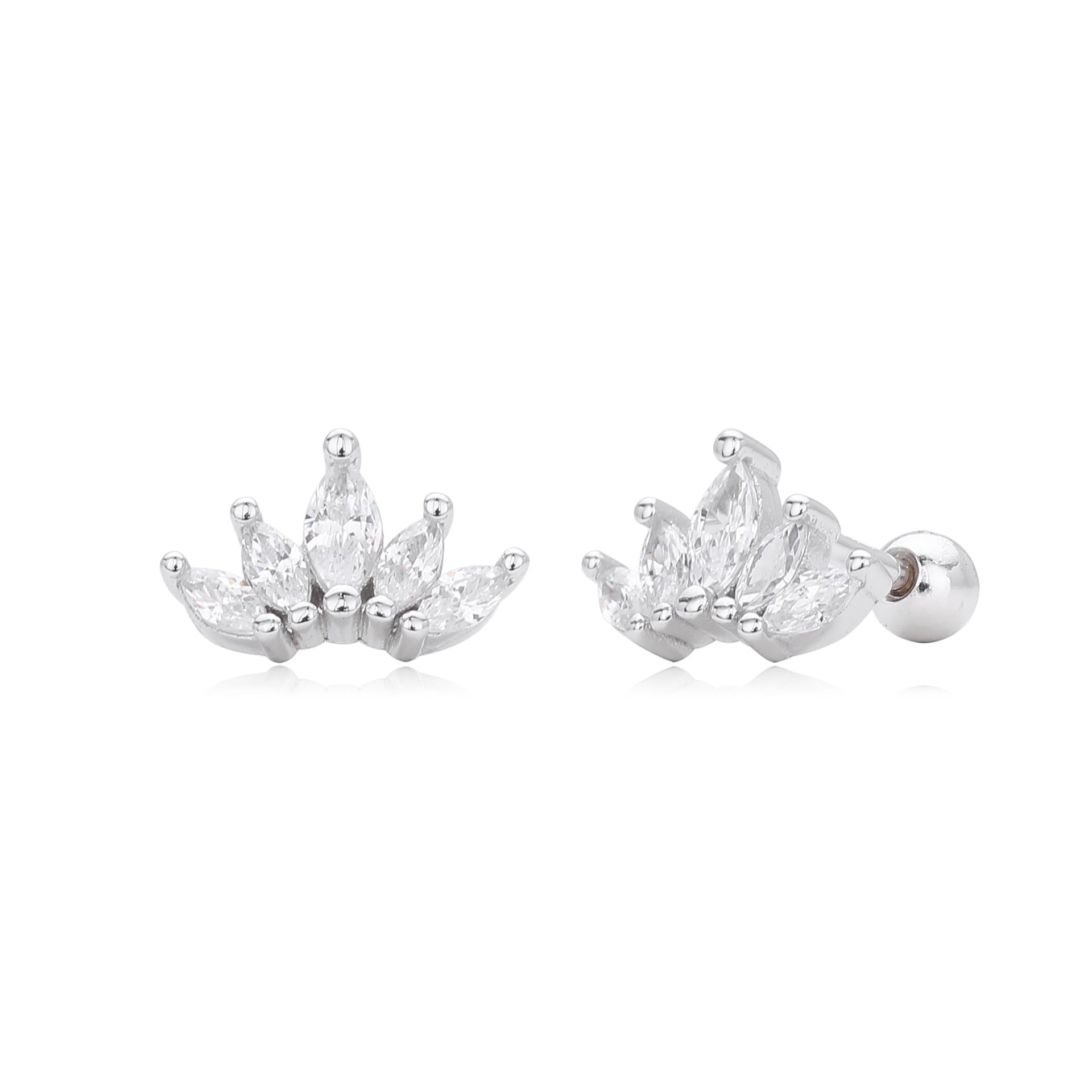 Damen Ohrstecker mit funkelnden Zirkon-Crown-Design aus hochwertigem 925 Sterling Silber Shop Nory