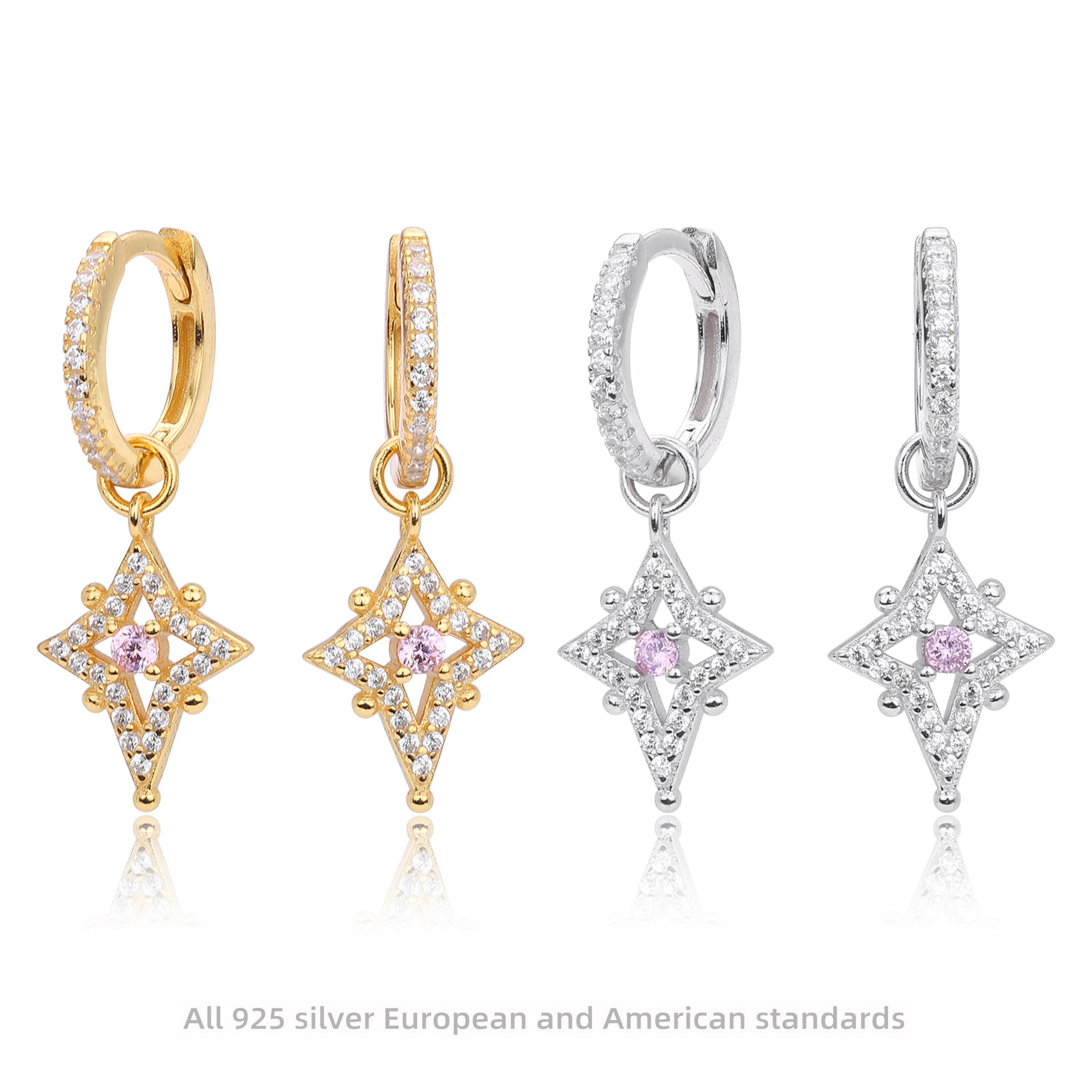 Damen Ohrhänger mit funkelndem Zirkon und eleganter Fassung Shop Nory