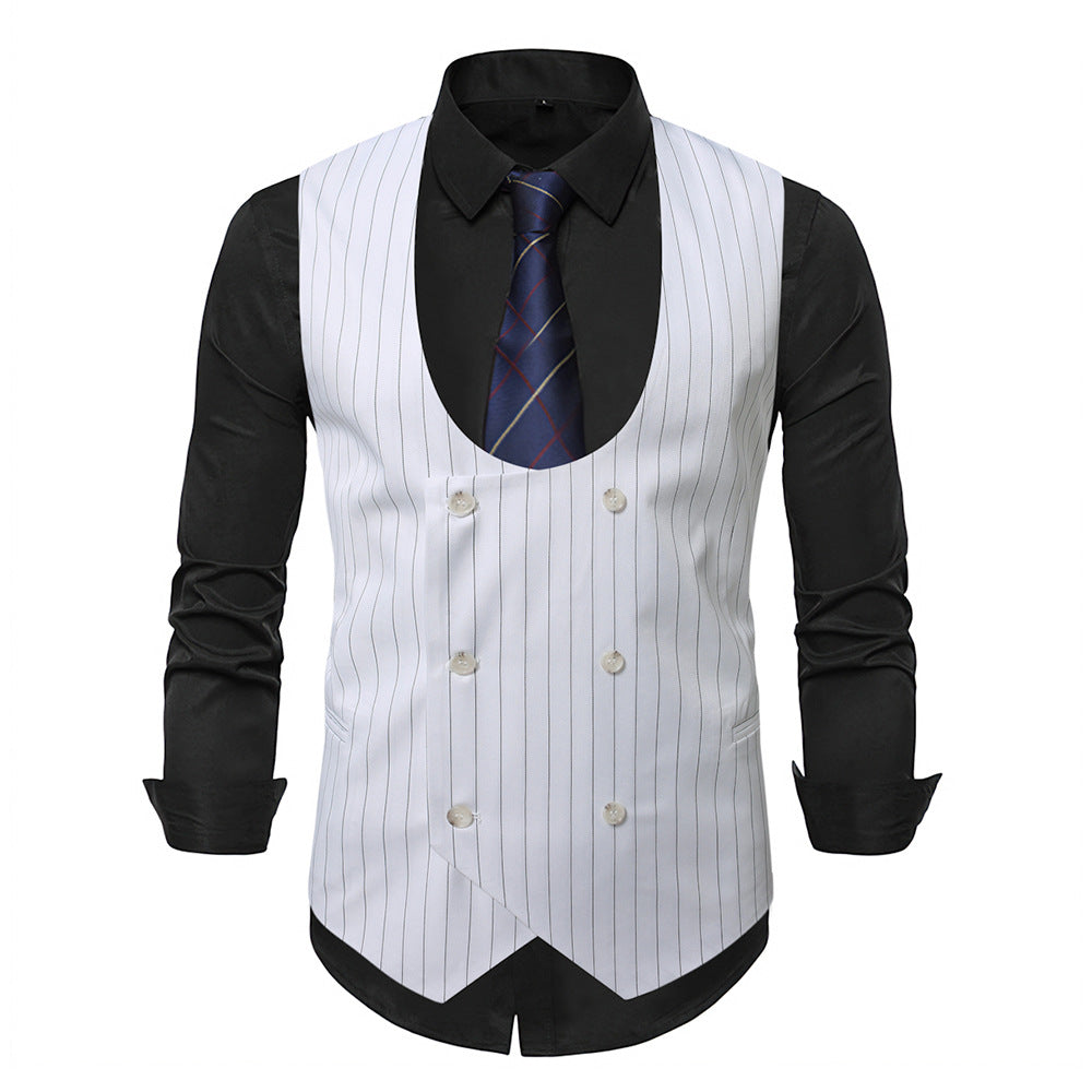Herren elegante Weste mit doppelter Knopfleiste und klassischen Streifen