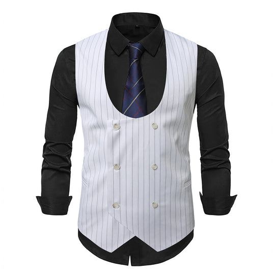 Herren elegante Weste mit doppelter Knopfleiste und klassischen Streifen