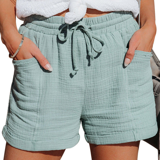 Damen bequeme Sommer-Shorts mit elastischem Bund und praktischen Taschen