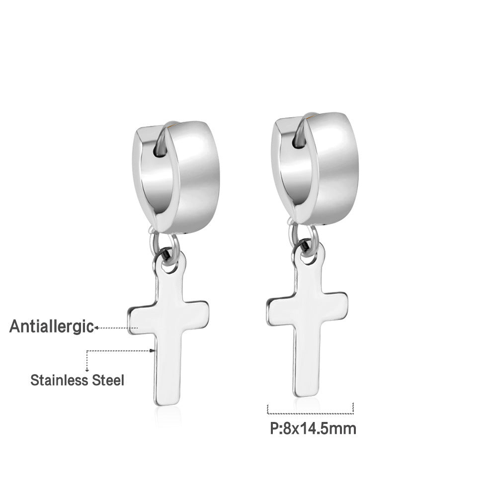Damen Hängende Kreuz Ohrringe aus edelstahl mit goldplattierter Oberfläche Shop Nory