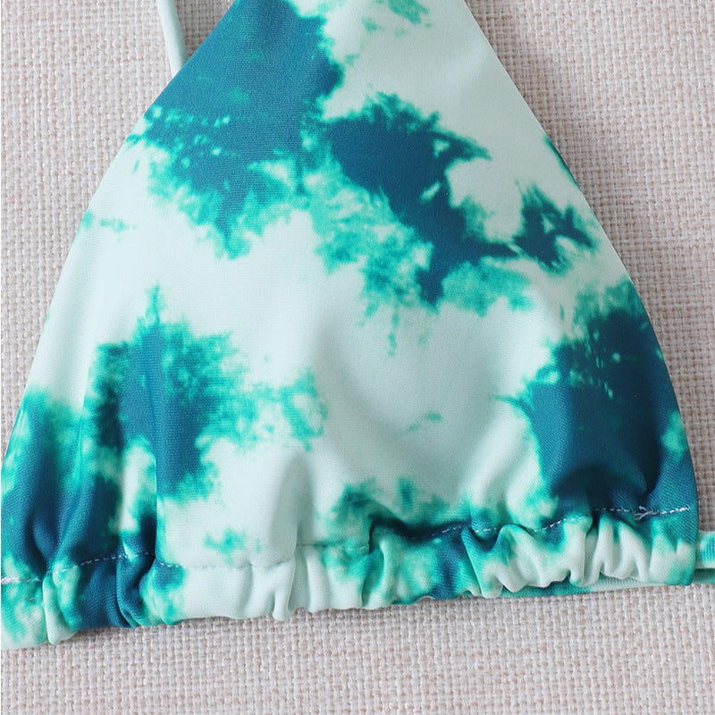 Damen Triangel-Bikini mit modischem Batikdesign