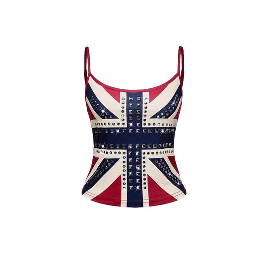 Damen Tanktop mit stilvollem Union Jack Design und Nieten Shopnory