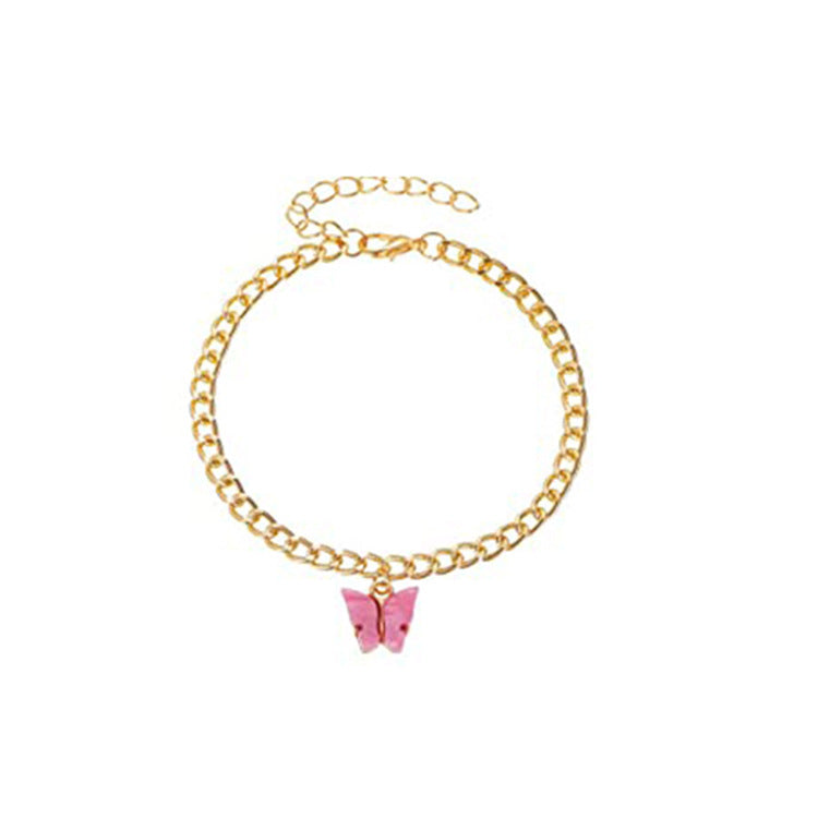 Damen Armband mit zartem Schmetterlingsanhänger in glänzender Gliederkette Shop Nory