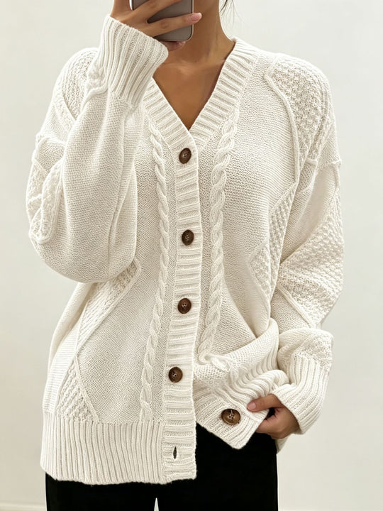 Damen Oversize Strickcardigan mit Zopf- und Strukturdetails Shop Nory