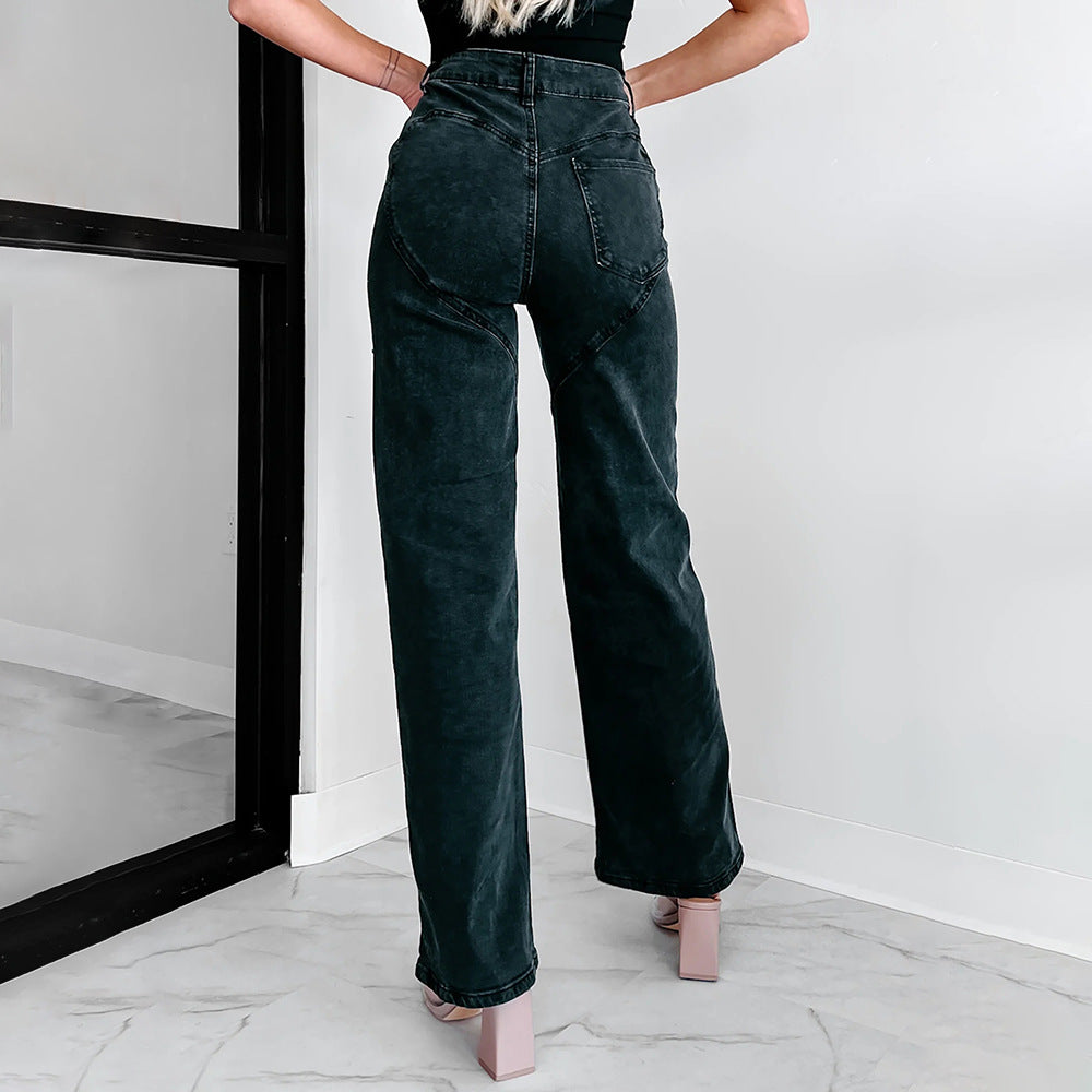 Damen Hochtaillierte Jeans mit durchbrochenem Design
