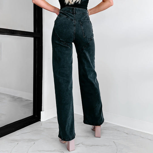 Damen Hochtaillierte Jeans mit durchbrochenem Design